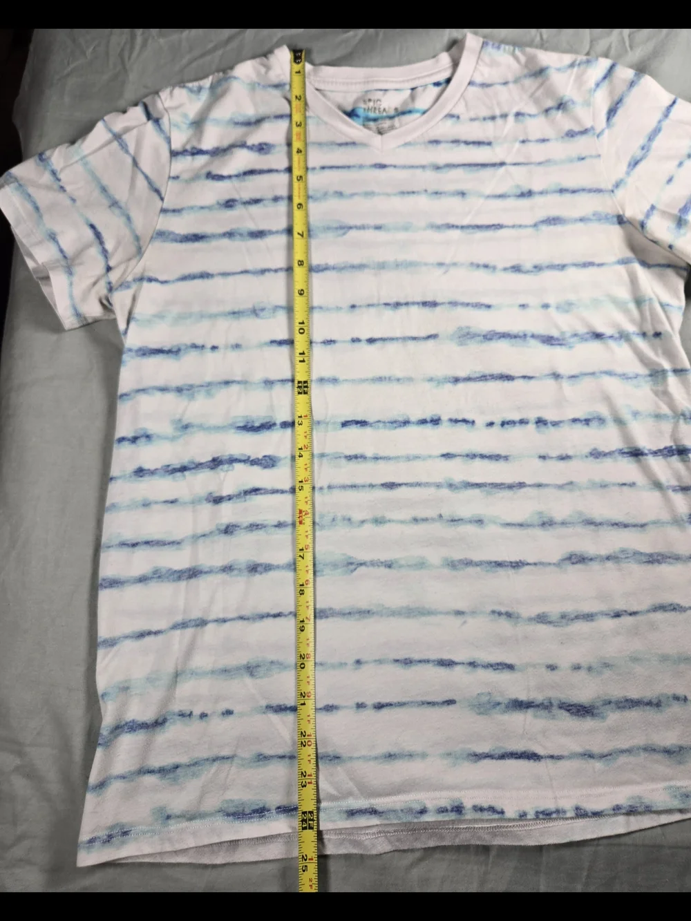 Epic Threads Boys Striped V-Neck Cotton Knit Tee White/Blue Short Sleeve XL Teen